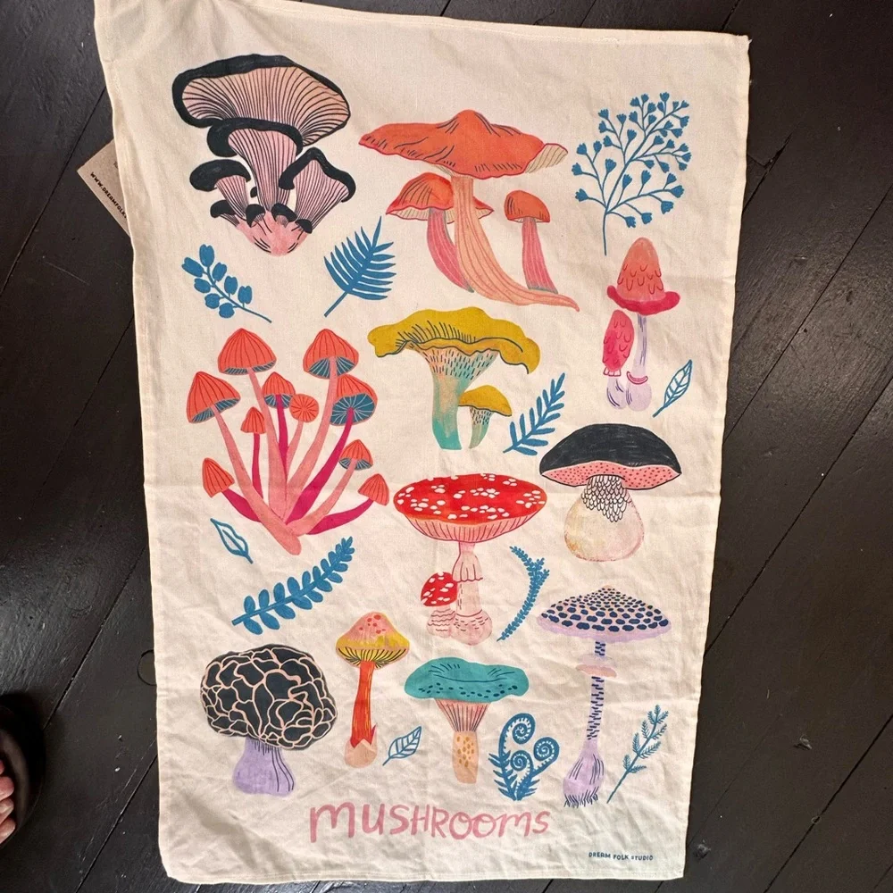 Linen Tea Towel | Vintage Mushrooms | Cottagecore Kitchen Decor | Boho